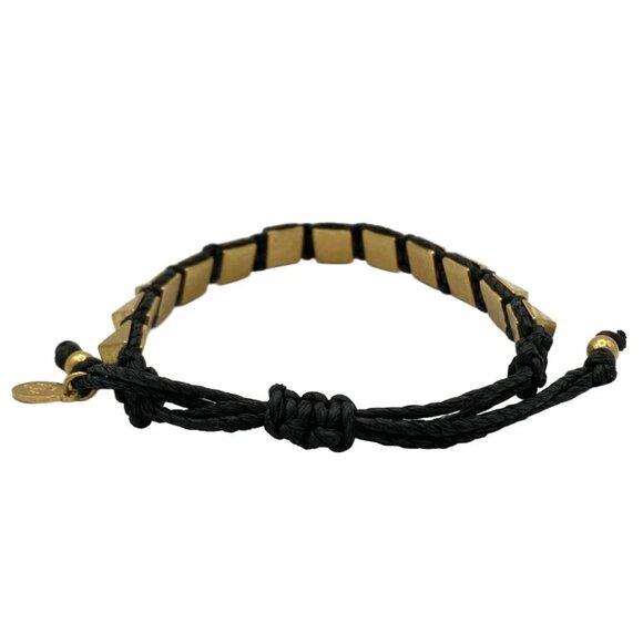 VALENTINOGARAVANI - Gold Black Hardware Natural Fiber Bangle 132-081225 - Picture 2 of 4